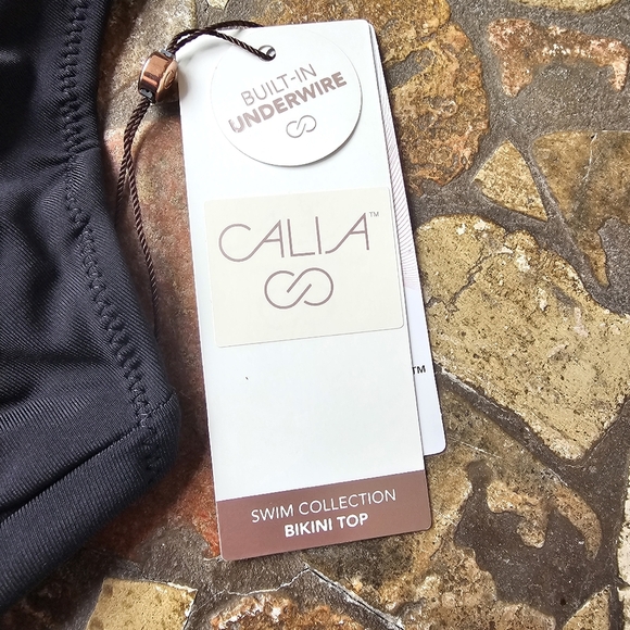 CALIA Square Neck Bikini Top Pure Black Medium Support Built-in Underwire XS - Picture 5 of 12